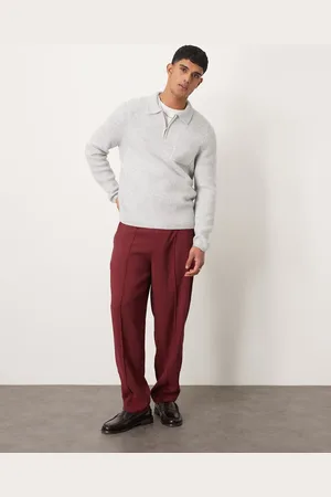 ASOS Oversized tapered smart trousers in burgundy