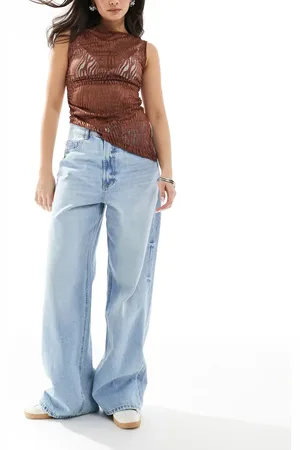 Stradivarius D88 baggy leg jean in mid