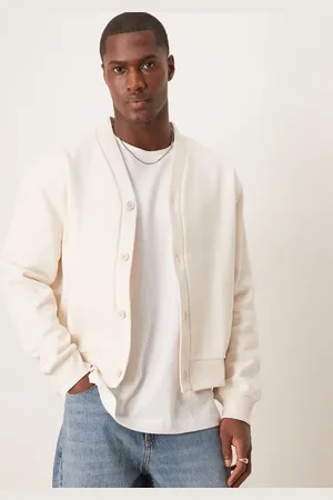 ASOS Premium heavyweight boxy oversized cardigan in - CREAM