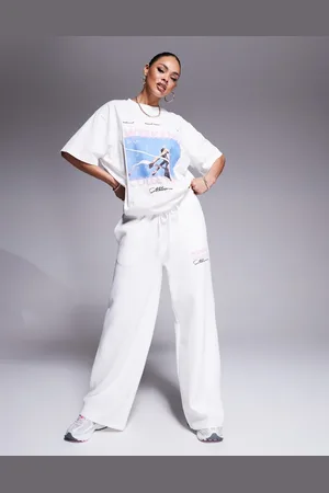 ASOS Weekend Collective textured wide leg jogger co-ord with runner graphic