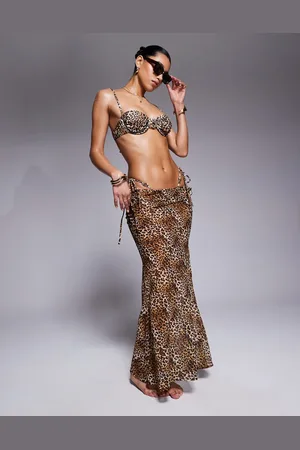 Candypants Leopard print polygeorgette maxi beach skirt in