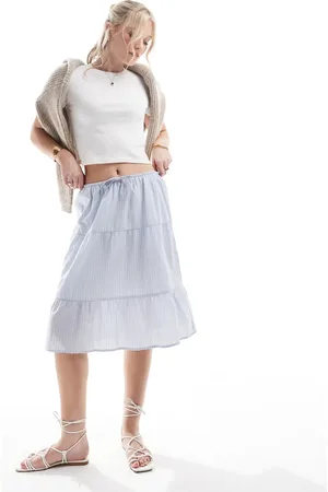 Hollister Mid rise poplin midi skirt in