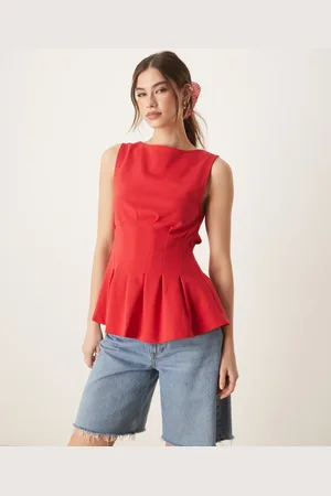 ASOS Boat neck pleat waist tank in
