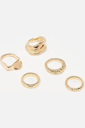 ASOS Pack of 5 rings in mixed textures in tone