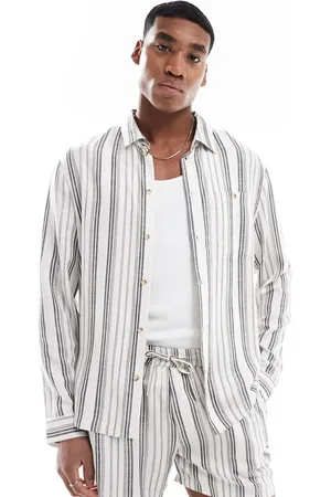 Another Influence Long sleeve striped shirt co-ord in charcoal and white