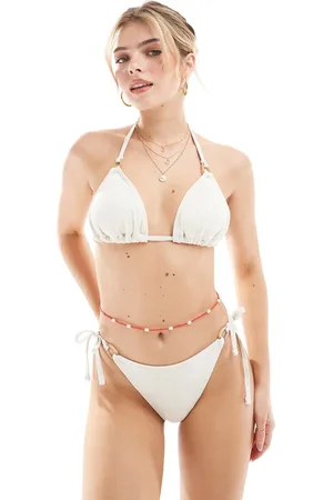 New Look Textured bikini bottoms in cream