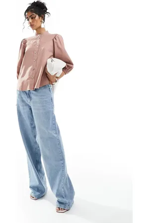 & OTHER STORIES High neck blouse with volume sleeves in washed