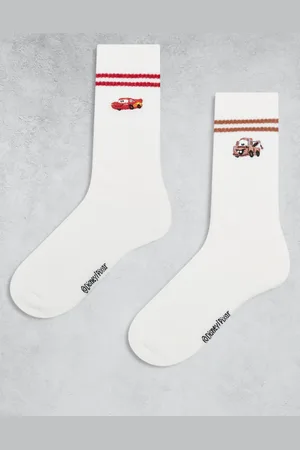 ASOS 2 pack Disney Mater and Mcqueen embroidery socks in