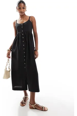 Brave Soul Strappy button through midi dress in