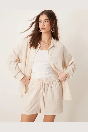 ASOS Oversized linen look shirt co-ord in stone