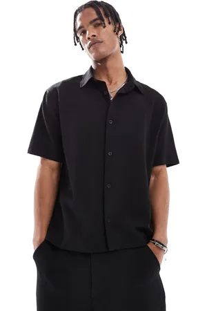 Bershka Plisse relaxed co-ord shirt in