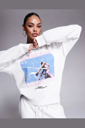 ASOS Weekend Collective textured sweatshirt co-ord with runner graphic