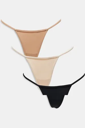 Cotton On Cotton On 3 pack invisible g-string thong in black frappe maple