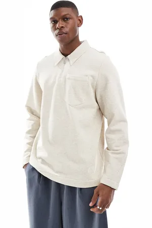Paul Smith Half zip polo sweatshirt with patch logo in sand