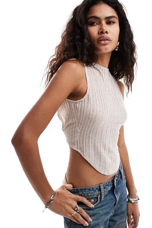 Motel Tyla fine knit tank top in oatmilk