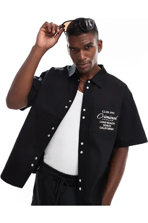 Criminal Damage Embroidered short sleeve shirt in black