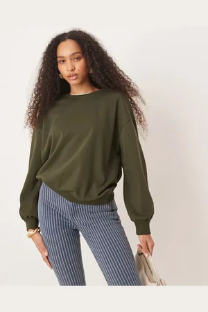 ASOS Balloon sleeve sweat in khaki