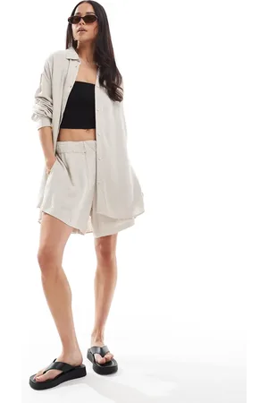 Weekday Ava co-ord linen mix shorts in off