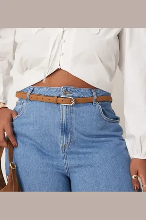 ASOS ASOS DESIGN CURVE faux suede waist and hip skinny belt in tan