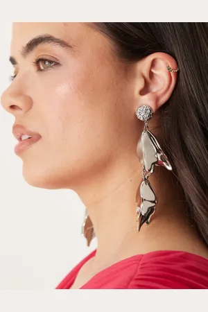 ASOS Drop earrings in oversized petal design in tone