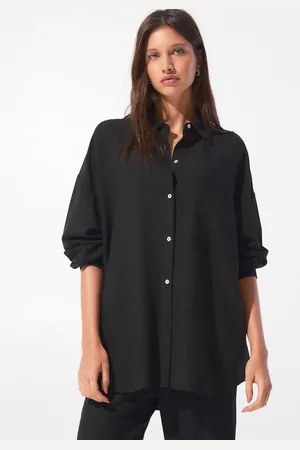 Pull&Bear Oversized linen look shirt in