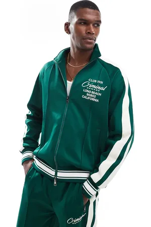 Criminal Damage Pin tuck track top in green