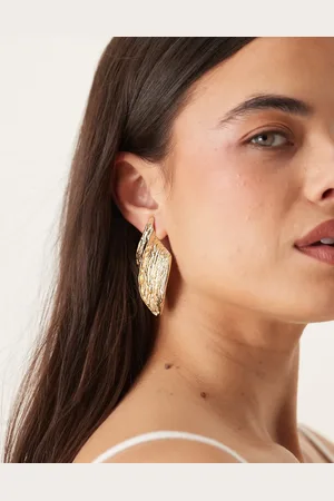 ASOS Stud earrings with textured leaf design in tone