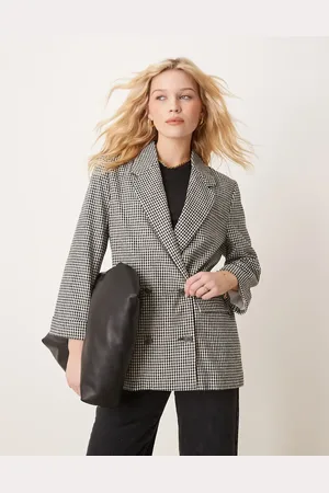 Abercrombie & Fitch Slouchy double breasted blazer in black gingham