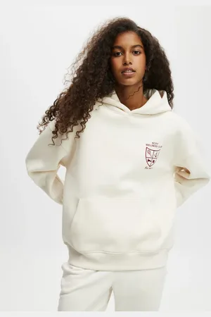 Cotton On Plush premium graphic hoodie in beige
