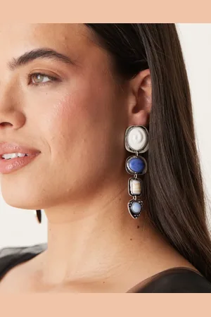 ASOS Drop earrings with real semi precious stones in tone