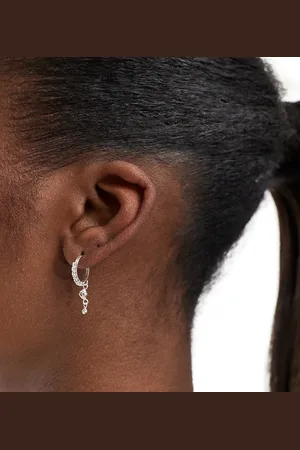 Kingsley Ryan Gemset hoop earrings with crystal charm in sterling