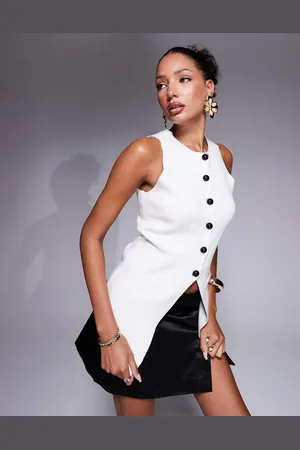 River Island Longline knitted waistcoat in cream