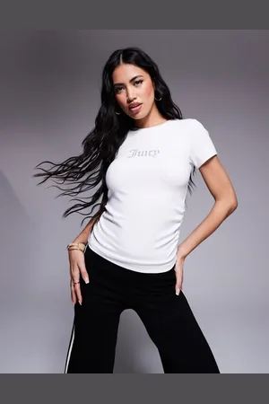 Juicy Couture Diamante logo ruched t-shirt in