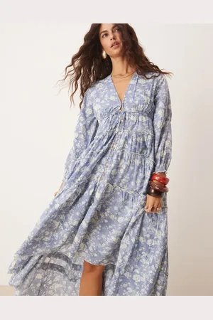 Free People Pappiet floral midi dress in blue