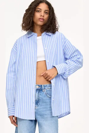 Pull&Bear Oversized contrast striped shirt in