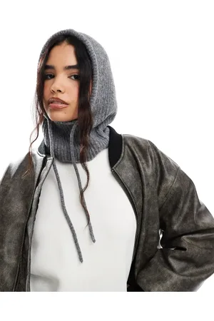 ASOS Knitted hood with wool mix in charcoal - CHARCOAL