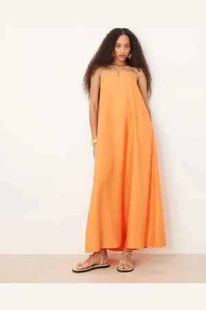 ASOS Cupro bandeau maxi dress in papaya