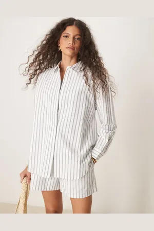 ASOS Oversized linen look shirt co-ord in stripe