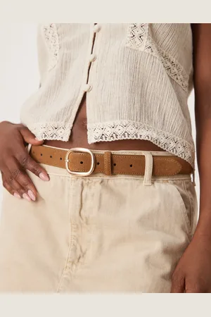 ASOS Faux suede square buckle waist and hip jeans belt in tan