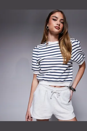ASOS Stripe short sleeve sweat tee in blue and white