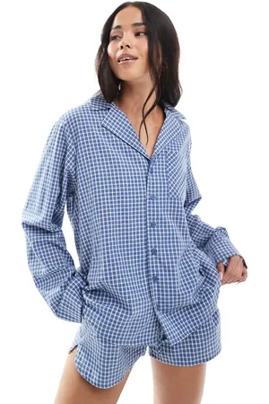 Daisy Street Check pyjama shirt in