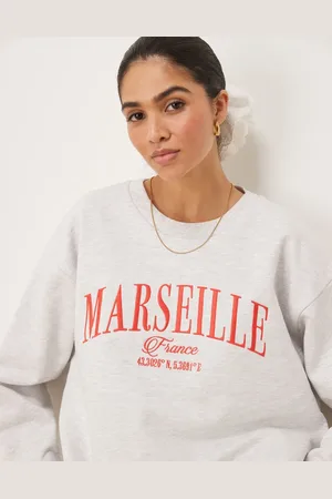 ASOS Oversized sweatshirt with embroidered Marseille graphic in ice marl