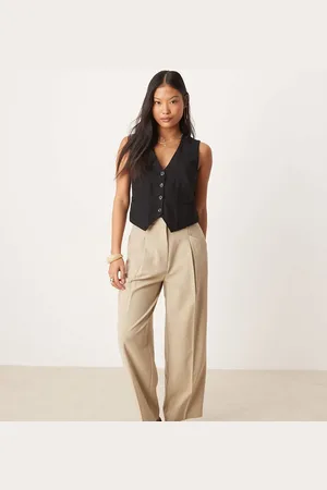 ASOS Petite tailored tapered trousers in stone