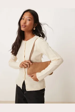 ASOS Faux suede shoulder bag with skinny straps in stone