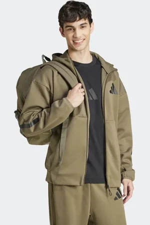 adidas Z.n.e. full-zip hooded track jacket in olive strata