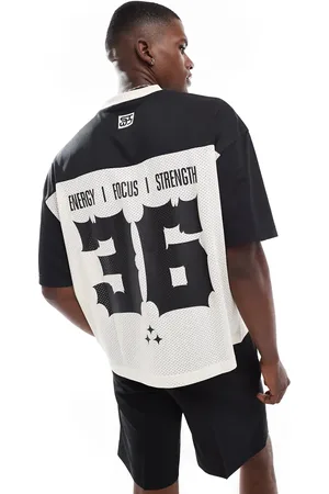 Pull&Bear STWD retro sport rugby t-shirt in black and