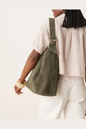 Barneys Originals Suede shoulder bag in khaki