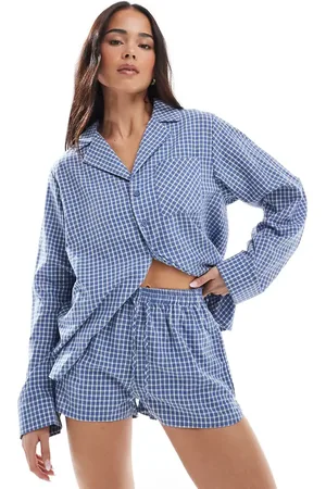 Daisy Street Check boxer style pyjama shorts in