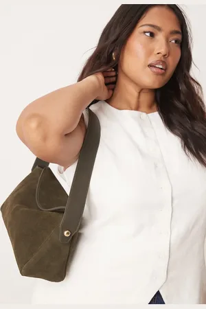 ASOS Suede flap shoulder bag in dark khaki