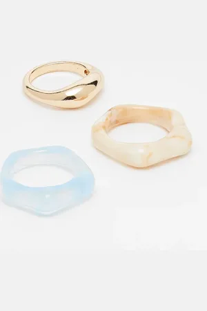 ASOS Pack of 3 rings in mixed resin and tone